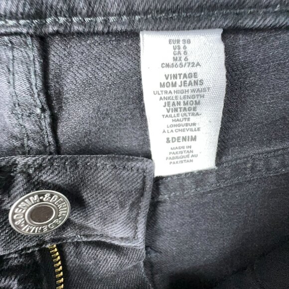 H&M Vintage Mom Jeans Ultra High Waist Ankle Length Women's Black Size 6 - Picture 5 of 12